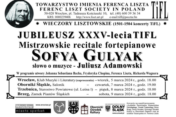 Jubileusz XXXV-lecia TiFL i mistrzowski recital fortepianowy Sofyi Gulyak