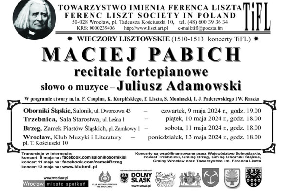 WIECZÓR LISZTOWSKI z recitalem fortepianowym Macieja Pabicha