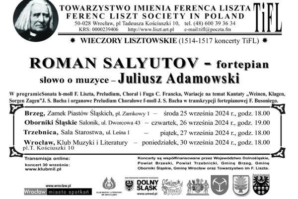 WIECZÓR LISZTOWSKI i recital fortepianowy Romana Salyutova