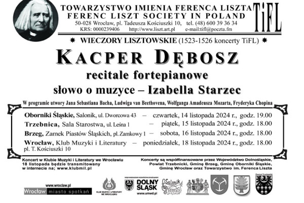 WIECZÓR LISZTOWSKI – recital fortepianowy Kacpra Dębosza