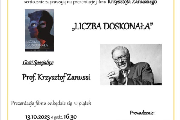 Prezentacja filmu Krzysztofa Zanussiego "Liczba doskonała" z udziałem reżysera